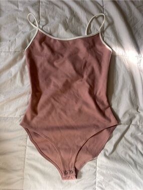 Forever 21 Blush Pink Bodysuit with Cream Trim